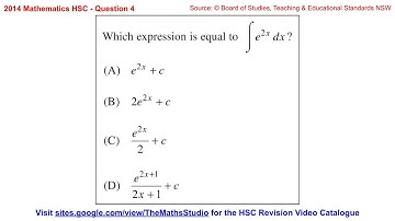 2014 Maths 2u HSC Q4 Find indefinite integral of exponential function y=e^(2x)