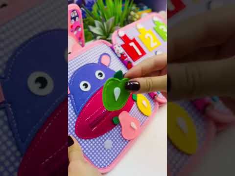 М'яка книжка бізіборд Дитяча розвиваюча фетрова книга сортер Монтессорі для малюків на застібках липучках шнурівках кнопках, видео 1