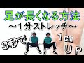【３秒で足が長くなる方法】身長も一瞬で１㎝伸びる！？超簡単１分ストレッチをご紹介！