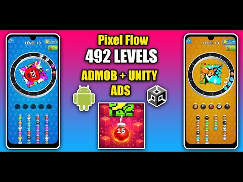 Pixel Flow Match Flow Color Puzzle Game Unity Source Code with Admob and Unity Ads Integrated