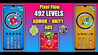 Pixel Flow Match Flow Color Puzzle Game Unity Source Code with Admob and Unity Ads Integrated
