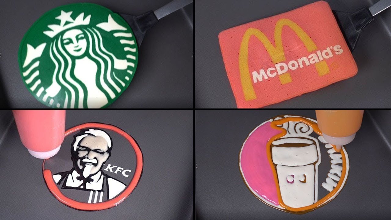 Coffee & Fastfood Brands Pancake Art - Starbucks, Mcdonald's, Dunkin Donuts, KFC