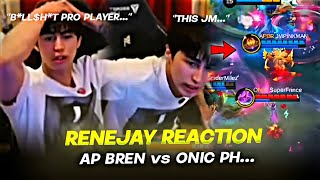 Renejay CRASHES OUT After seeing AP Brens Individual Plays 😱🔥 | Onic PH vs AP Bren