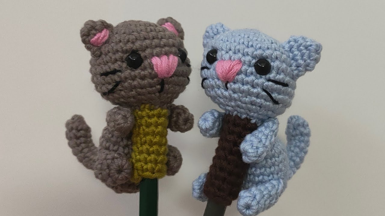 Amigurimi kalem başlığı kedicik.