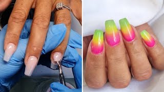 Quickest way to do gel nail extensions. Safe time doing nails with this technique. Juicy ombre nails