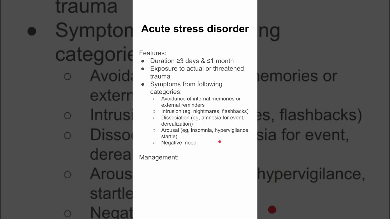 Acute Stress Disorder