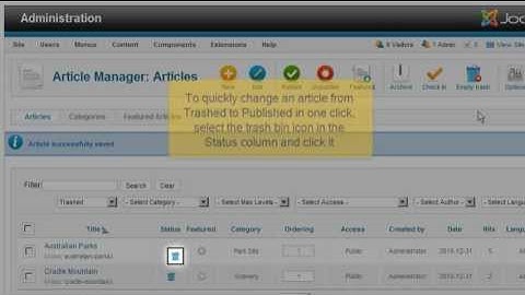 Joomla! Tutorial #2: How to Use the Trash Manager