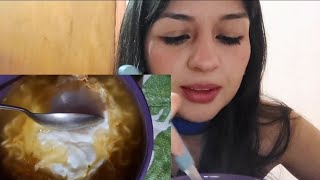 ASMR muckbang eating super spicy ramen 😖🌶