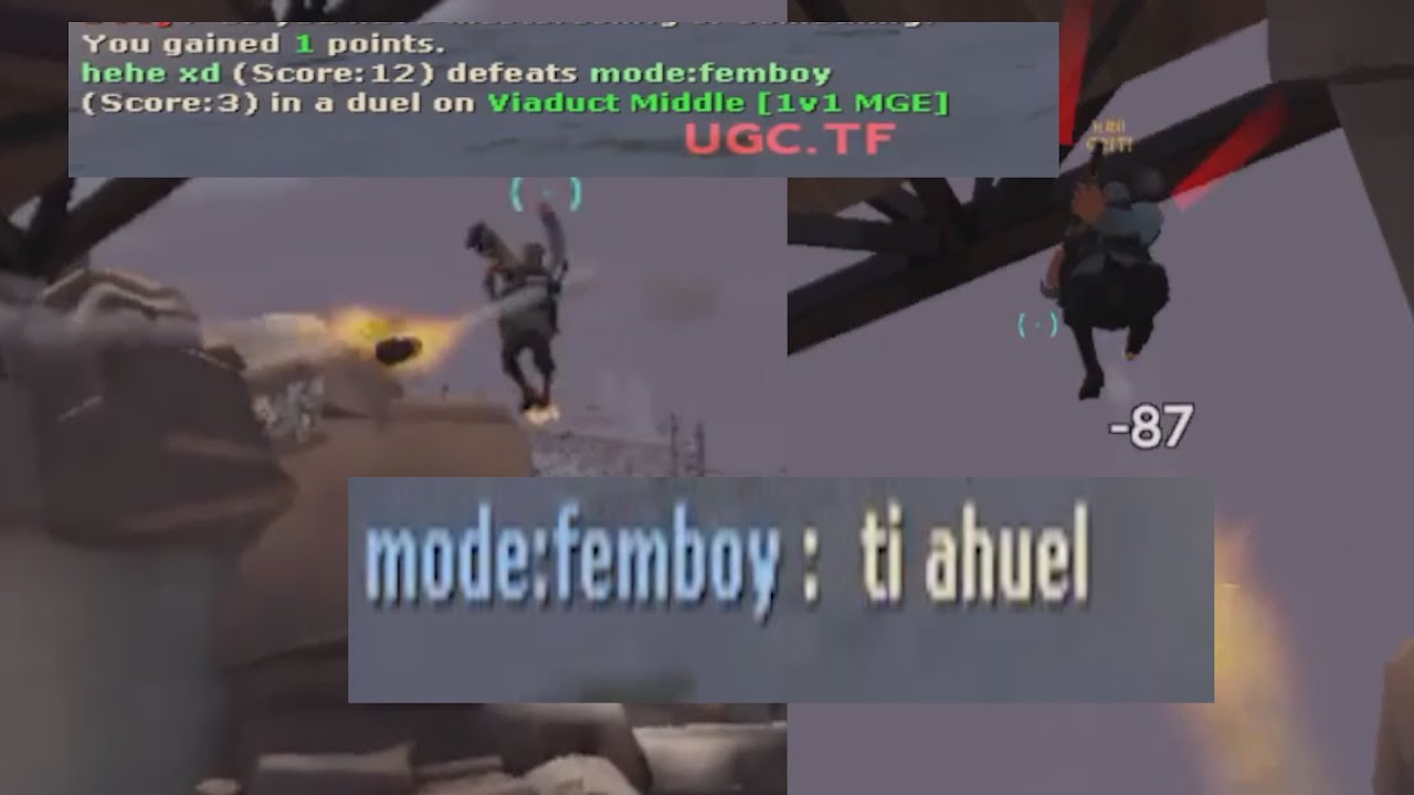 TF2 MGE destroying cheater 4 times in a row so he rage quits