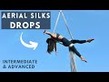 5 Dramatic Aerial Silks Drops | Beginner/Intermediate/Advanced Drops - Aerial Fitness Daily