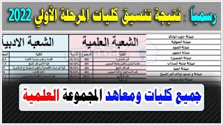 بالدرجات : نتيجة تنسيق المرحلة الأولي والحد الأدني للقبول بكليات ومعاهد المجموعة العلمية 2022