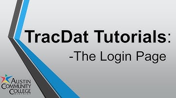 TracDat Tutorials: How to Log in