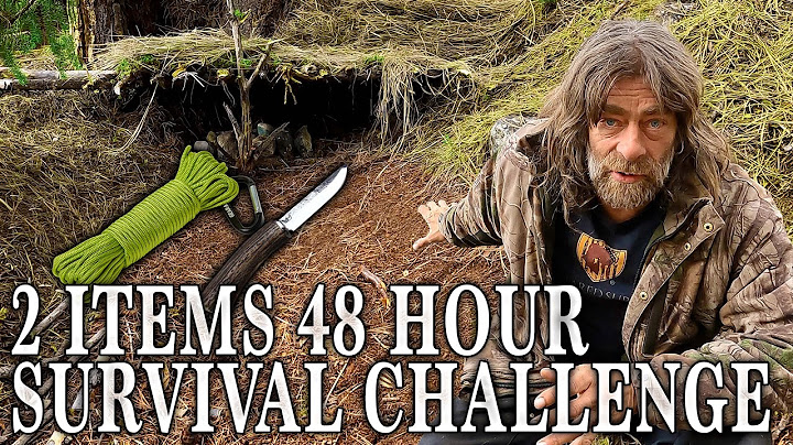 48-uurs overlevingsuitdaging met 2 items | Bushcraft verwarmd mosbed en grasdeken