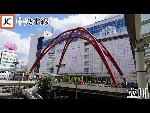 【駅名記憶/駅名ソング】「夏祭り」で特急あずさのルート(東京-松本）と富士急行線の駅名を歌います。の駅舎合成版