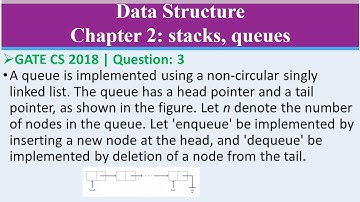 GATE CS 2018 | Q3:A queue is implemented using a non-circular singly linked list. The queue has a