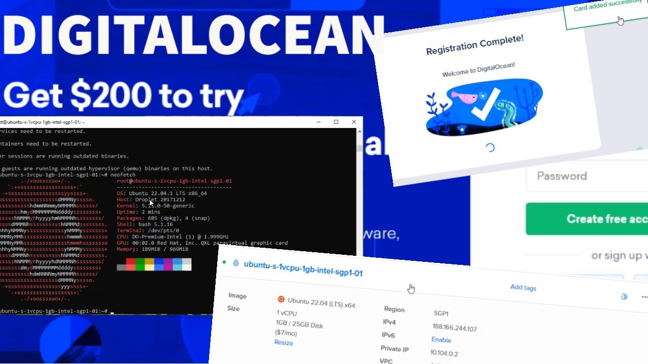 200 Free Trial Bonus on Digitalocean How to Create Free Droplet/VPS