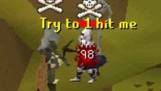 Dharok rushing (Little do they know I have 1 HP)