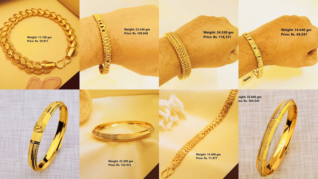Mens Bracelets Gold 22k With Weight And Price|  Light Weight Gold Bracelet designs 