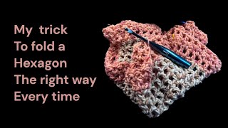 Crochet: How to fold a hexagon for the hexagon cardigan ￼ #hexagoncardigan
