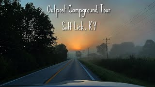 Outpost Campground full hookups near Cave Run Lake in Kentucky. Full tour of every site and cabin!