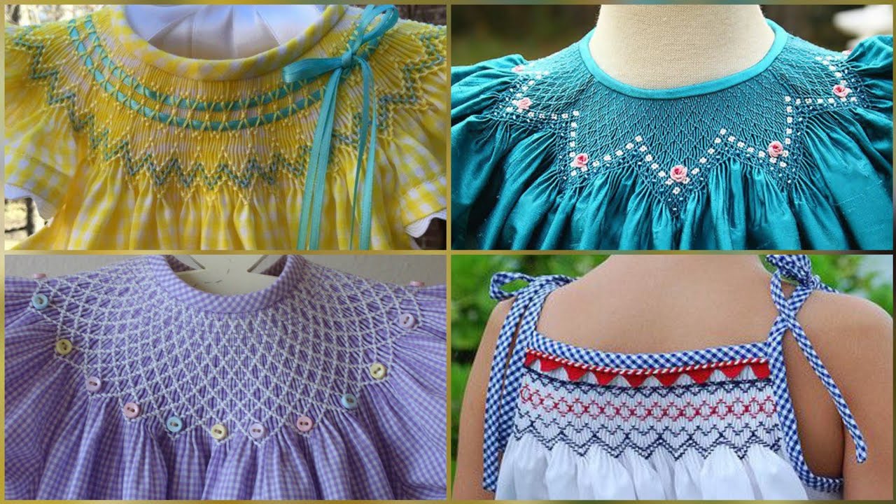 70+ smoked baby frock designs//embroidered neck design for baby frock and jhabla