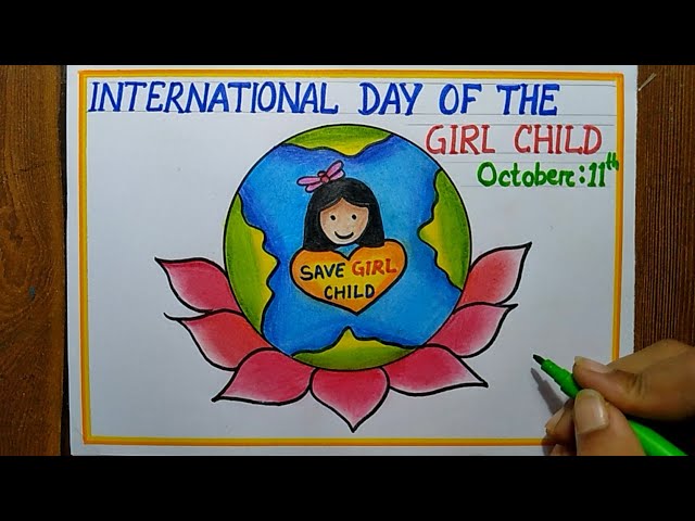 How to Draw Save Girl Child poster in Color Drawing - YouTube