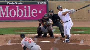 BAL@MIN: Plouffe doubles home Mauer to open scoring