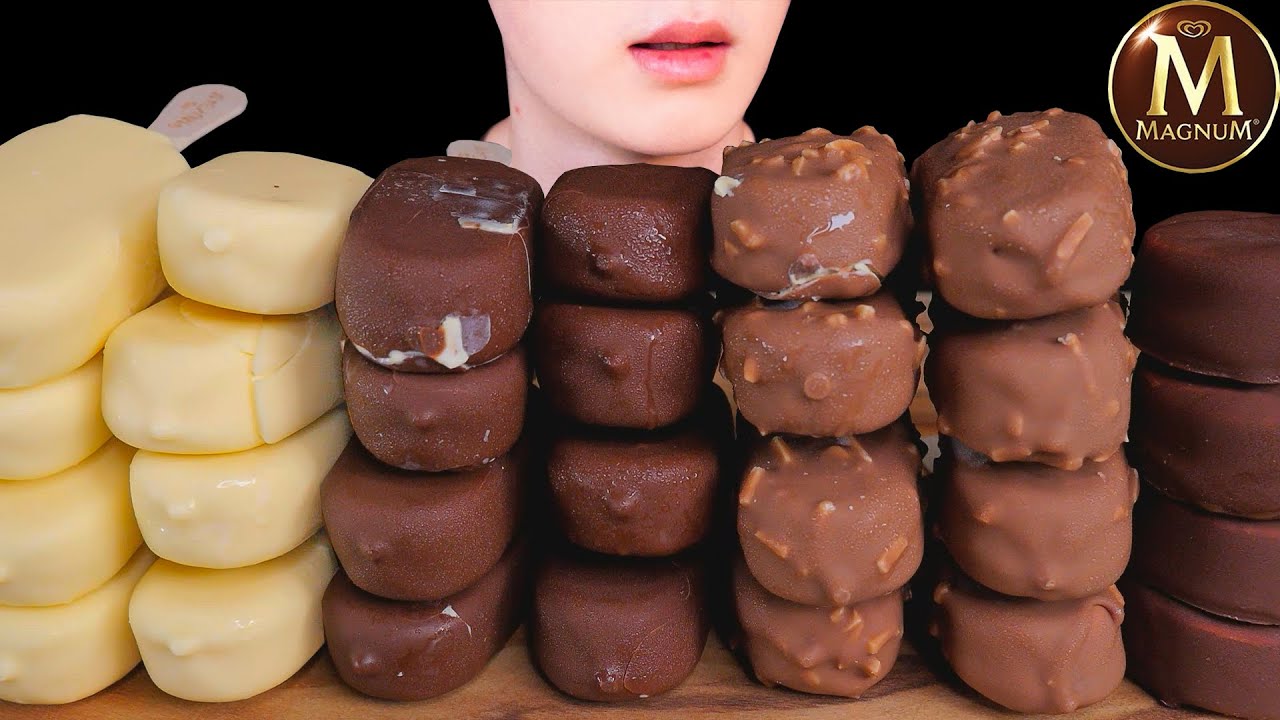 ASMR ICE CREAM MUKBANG MAGNUM CHOCOLATE ICE CREAM DESSERT PARTY CHALLENGE 먹방 咀嚼音 アイスクリームチョコレート