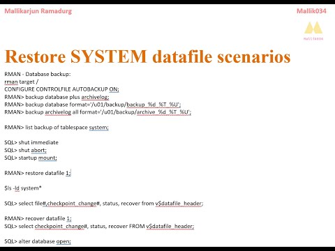 RMAN Recovery Scenario - system datafile corrupted or lost - What to do?