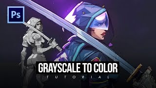 EASIEST GRAYSCALE TO COLOR DIGITAL PAINTING TUTORIAL!