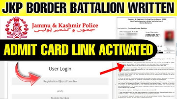 JKP Border Battalion written Admit Card 2022 Out | Link Available
