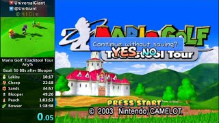 Mario Golf: Toadstool Tour - Any% Speedrun in 1:16:49 (12 Hour Challenge)
12 hours to learn and complete a speedrun, and I chose Toadstool Tour. This was my second completed run. Plenty to be improved, but really happy given the time constraints. Still in disbelief that I was able to pull off that string of birdies at the end of Peachs Invitational to salvage unlocking Star Boo for Bowsers. For reference, the current world record as of upload is 1:03:07 by MetalYoshi.
Twitter: https://twitter.com/UniGiant Twitch: http://www.twitch.tv/UniversalGiant Mario Golf: Toadstool Tour - Any% Speedrun in 1:16:49 (12 Hour Challenge)