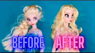 Frozen 2 Elsa Doll Makeover & Hairstyle Tutorial - HOW TO FIX DOLL HAIR - (Disney Store Elsa Doll)