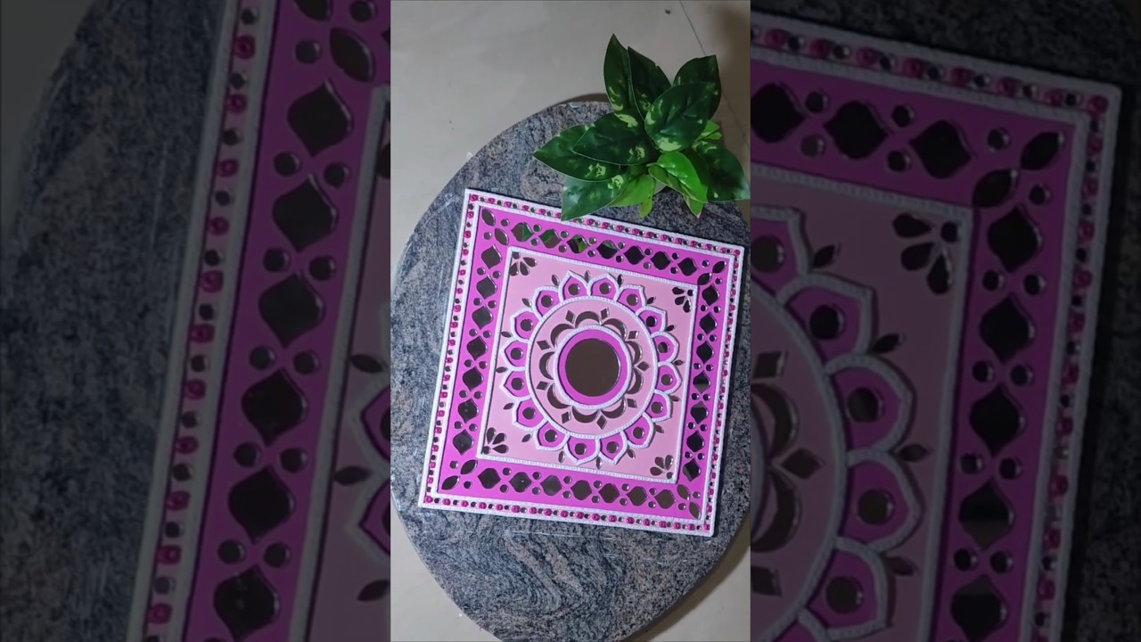 DIY Pink Lippan Art | Easy Mirror Art for Beginners | Indian Mud & Mirror Work 🌸 