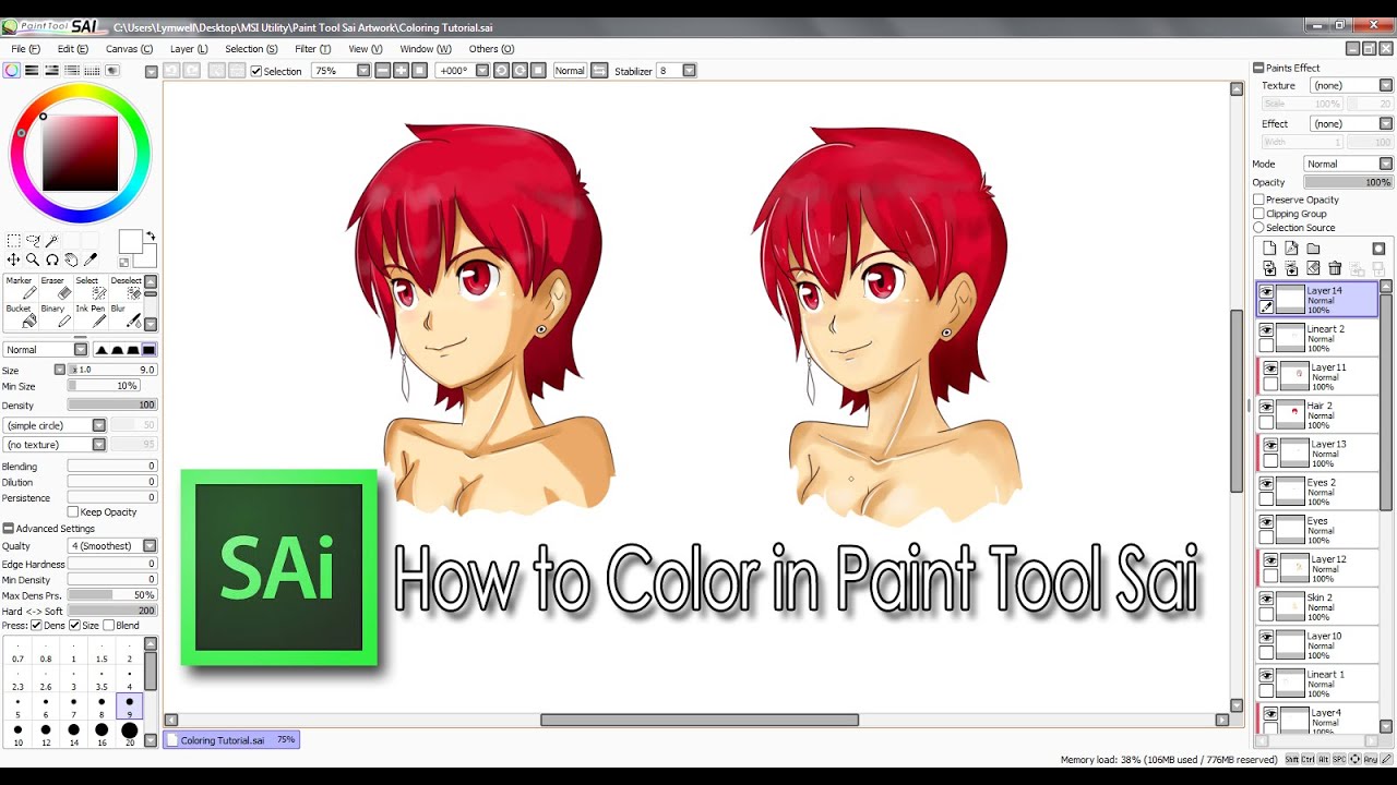 Download How to color in Paint Tool Sai (Basic Coloring Tutorial for Beginners) - YouTube