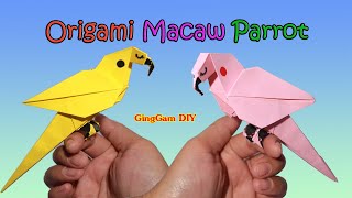 Origami Macaw Parrot - พับนกแก้วมาคอว์ง่ายๆ ไม่ใช้กาว