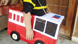 🔥🧑‍🚒🚒Fireman Costume Fire Truck🚒🧑‍🚒🔥#art #diy #firetruck