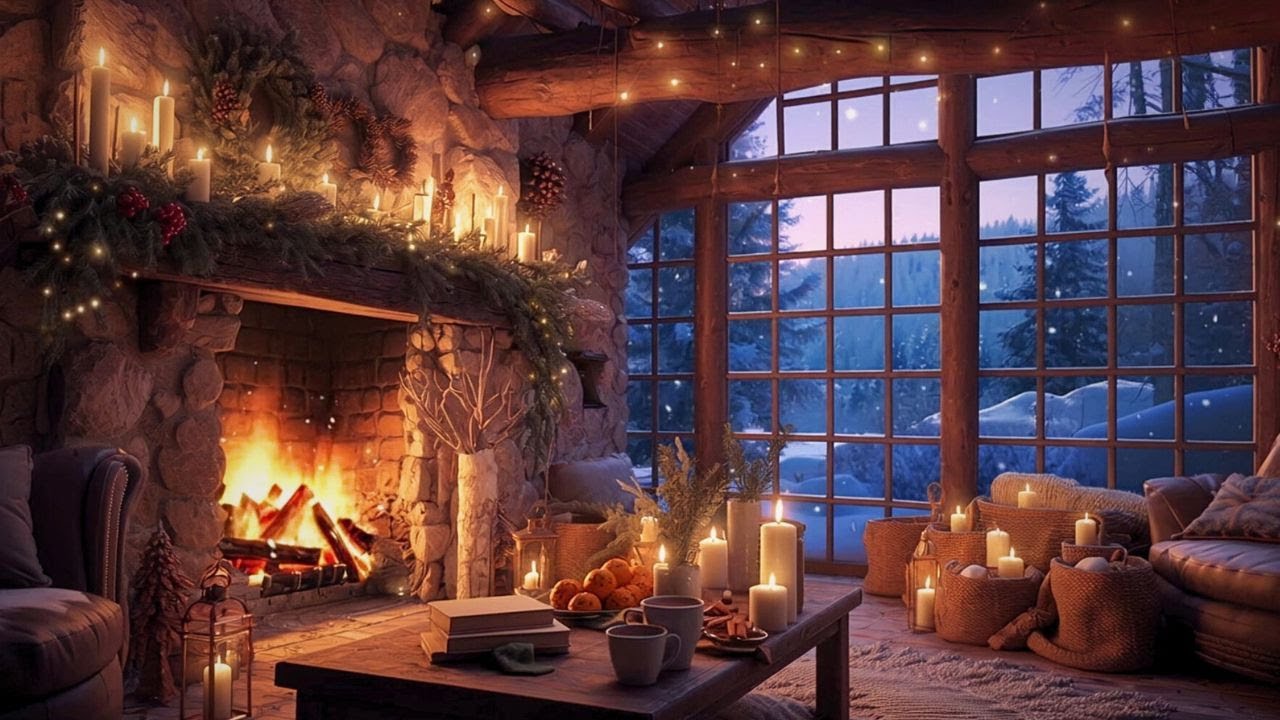 LIVE | Cozy Winter Fireplace Ambience ️Soft Piano Jazz Music for Sleep ...