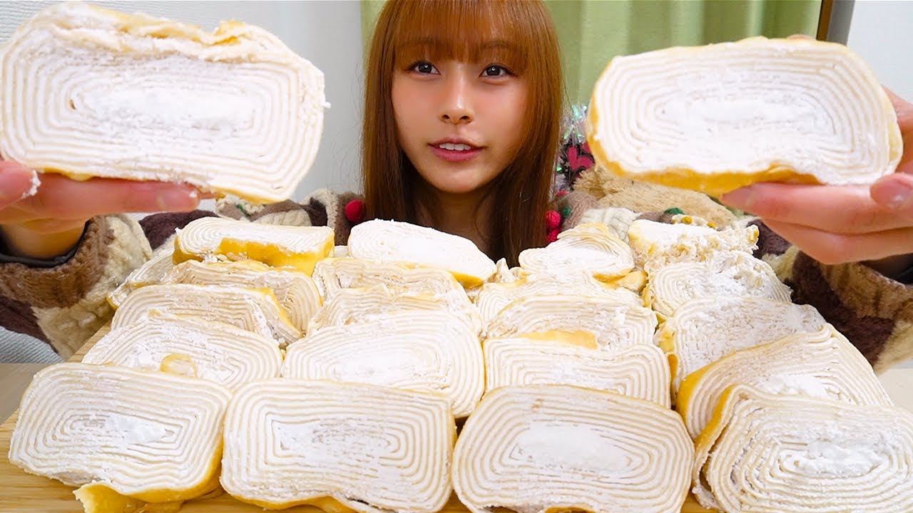 【大食い】大量のふわふわミルクレープを爆食い