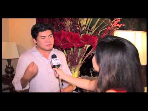 Designer Oliver Tolentino shows off gown at Emmys