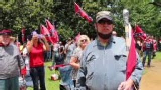Hundreds of Southerners took to the Alabama Capitol building steps to protest the removal of the Con