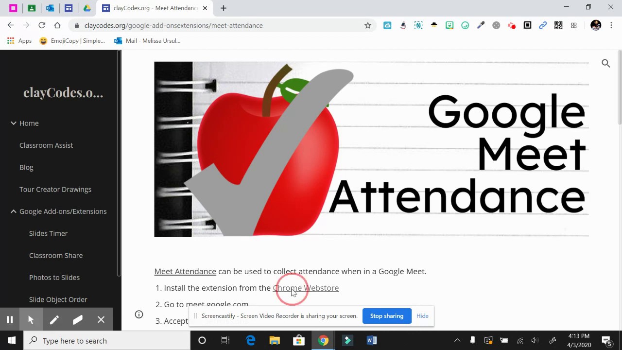 Google meet attendance list