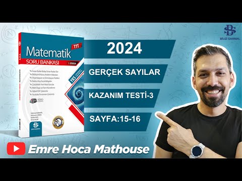 Bilgi Sarmal  | Tyt Matematik | 1.Bölüm GERÇEK SAYILAR | Kazanım Test :3 | Sayfa 15-16 | ​