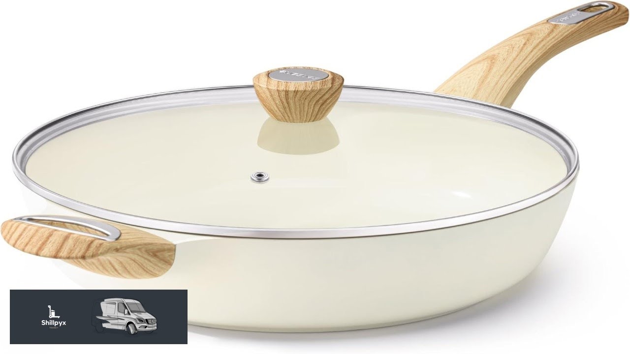 SENSARTE Ceramic Nonstick Frying Pan Skillet with Lid 12 Inch Large Deep