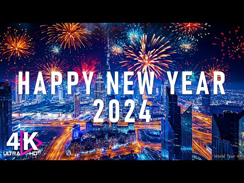 Happy New Year ( 4K UHD ) - Beautiful New Year Fireworks With Top Christmas Songs Of All Time