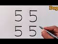 How to draw dog Easy | dog drawing from number 5555 | drawing with number
