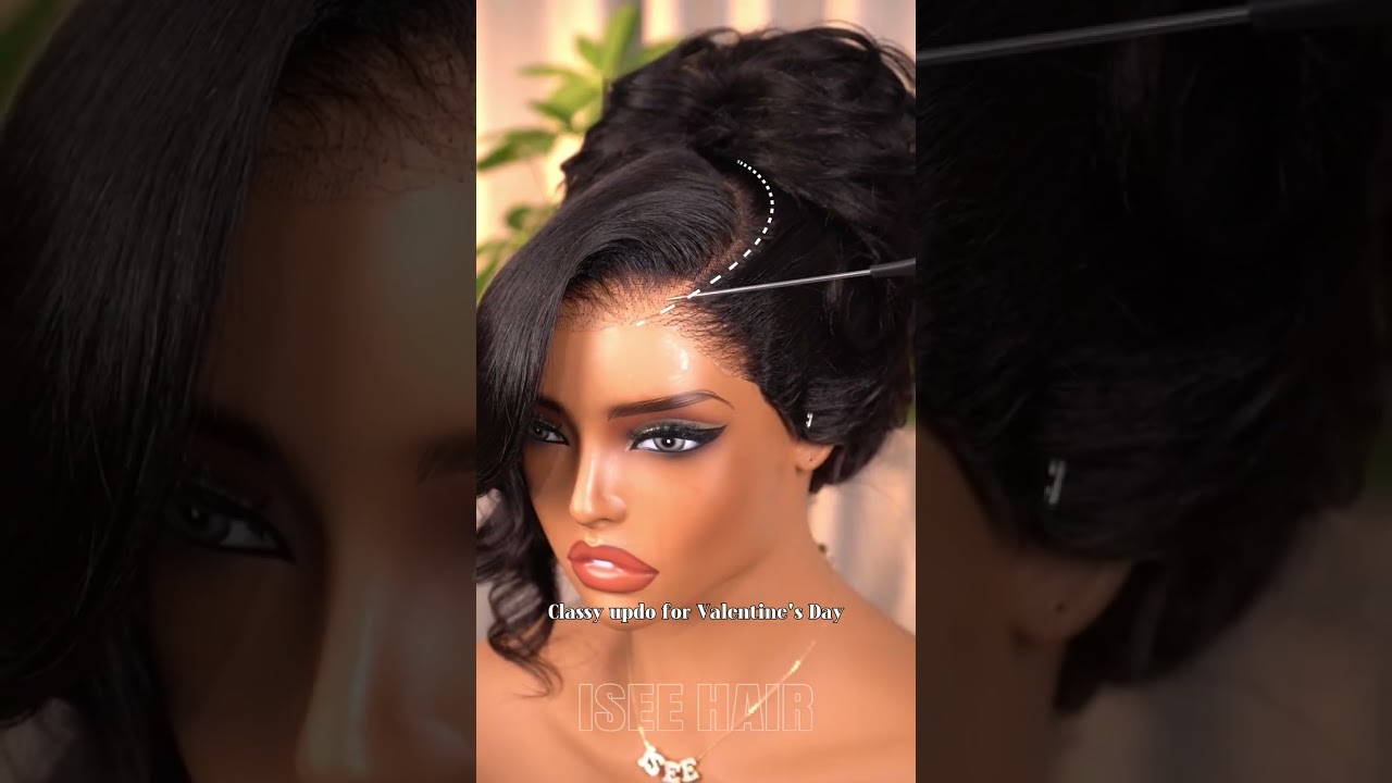 This updo is so Valentine&rsquo;s coded 😍💕💕#valentineday #hairstyle #updo #gluelesswig #shorts #butterfly