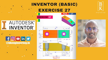 Inventor Basic Exercise 27 | Mechanical Engineering | CAD | For Beginners | BK Engineering