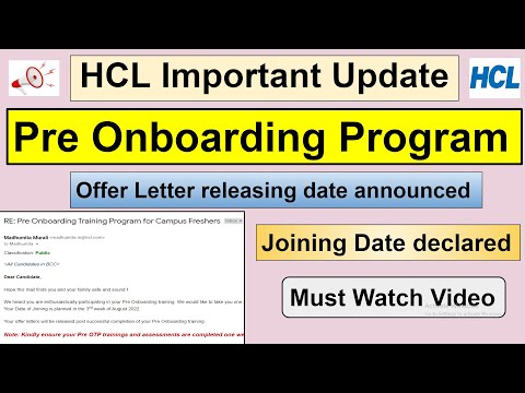 HCL Onboarding Program | HCL Release Joining Date | HCL Offer Letter Date Announced | #Hcl #Infowala