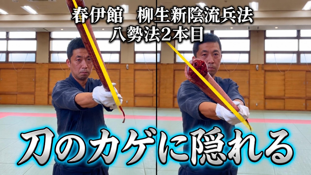 上段八勢法2本目②【柳生新陰流兵法】 刀の陰に隠れる - YouTube